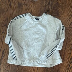 Maeve Gray Sweatshirt with navy and silver Stripes